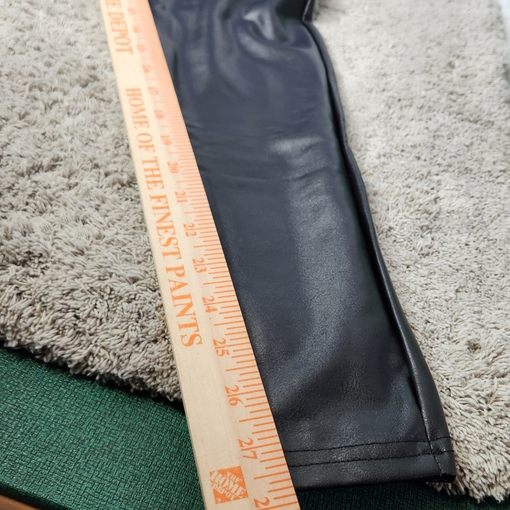 Women's High Waisted Faux Leather Leggings - A New Day Black S - Picture 11 of 13